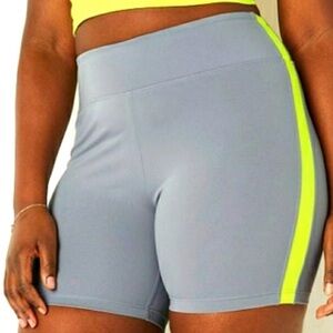 VS PINK Soft Ultimate High Waist 6” Bike Shorts Gray & Electro Yellow Sz XL